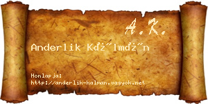 Anderlik Kálmán névjegykártya